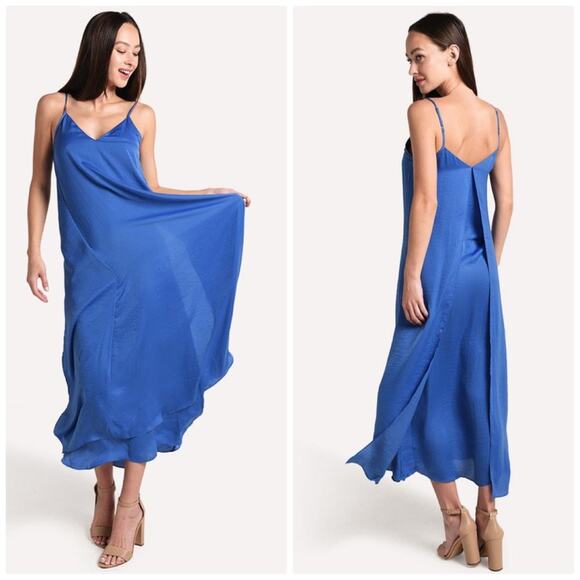 🆕‎ Brochu Walker Women's Blue Luna Cami V-Neck Dress Size Medium - Picture 1 of 5